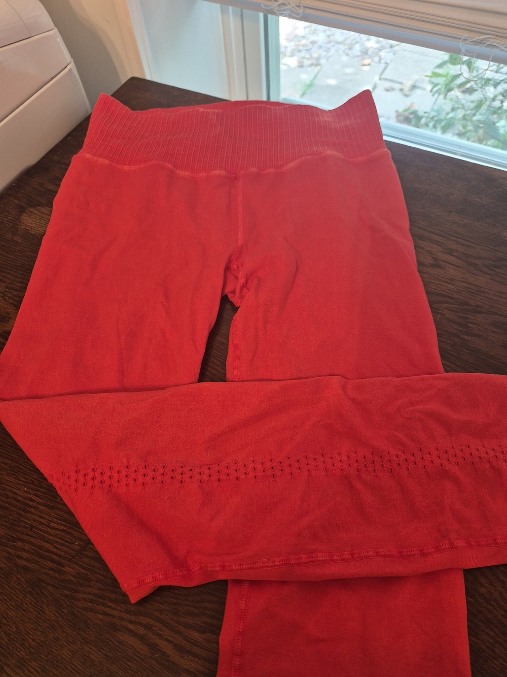 Free People Red Ribbed Leggings